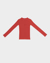 BASERANGE Hollow heart-shaped round neck slim long-sleeved T-shirt bottoming shirt TOHLS MY RED